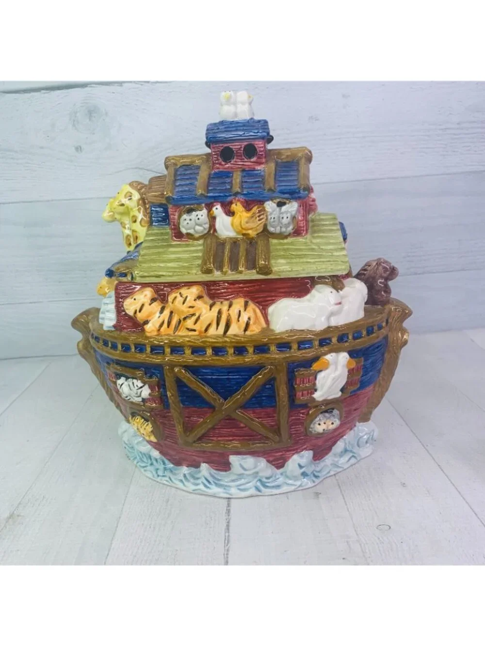 Vintage Bico NOAHS ARK Animals Colorful Ceramic Lidded 11